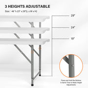 VINGLI Plastic Folding Table Portable Rectangular Table with Carrying Handle