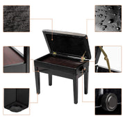 VINGLI Piano Bench with Padded Cushion and Storage Compartment Height Ajust Piano Stool Faux Leather Artist Duet Seat Vanity Stool Black