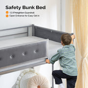 VINGLI Metal Bunk Bed Twin Over Twin Sturdy Frame with Safety Guard Rail & Removable Ladder