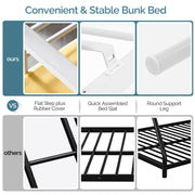 VINGLI Metal Bunk Bed Twin Over Twin Sturdy Frame with Safety Guard Rail & Removable Ladder