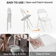VINGLI Pu Leather Folding Chairs with Padded Seats 350lbs