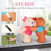 VINGLI 4 FT Valentine's Day Inflatable Kiss Couple Bear LED Blow Up Lighted Decoration