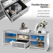 VINGLI 57" Mirrored  TV Stand with LED Lights