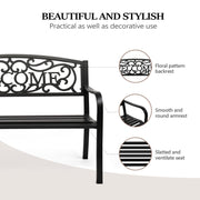 VINGLI 50in Outdoor Patio Bench Metal Bench Black