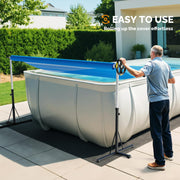 VINGLI 16 FT Pool Cover Reel Set for Aboveground with Adjustable Height