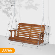 VINGLI Wooden Patio Swing Heavy Duty 880 LBS with Upgraded XL Size Seat Depth & Back Height Outdoor Porch Swing
