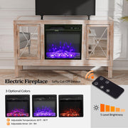 VINGLI 55 Inch Mirrored Fireplace TV Stand Farmhouse TV Console Table Entertainment Center with Storage