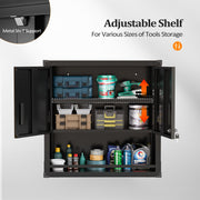 VINGLI 30 Inch Wall Metal Storage Cabinet with Locking Doors Adjustable Tool Cabinet for Garage Basement Black