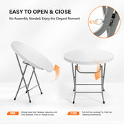 VINGLI 32" Portable Folding Table Plastic Card Table Round