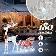 VINGLI 1/2/3 Piece Lighted Christmas Reindeer Family Set Outdoor Yard Decoration White/Gold/Brown