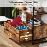 VINGLI File Cabinets Rustic Wood File Cabinets Brown