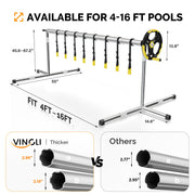 VINGLI 16 FT Solar Pool Cover Reel Set with Adjustable Height Aluminum for Aboveground & Inground Swimming Pools