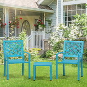 VINGLI 3-Piece Outdoor Bistro Set Stackable Modern Metal Steel Table and Chairs