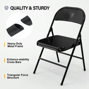 VINGLI Portable Folding Chairs 350lbs All Steel Metal Frame Stackable Commercial Seat