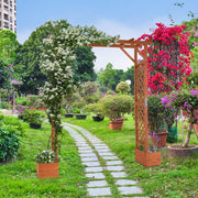 VINGLI Wooden Garden Arbor with Planter Wedding Arch for Ceremony Wood Garden Arbour Trellis for Plant Climbing