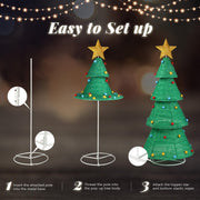 VINGLI 6ft Lighted Collapsible Christmas Tree Pre-lit Pop-up Xmas Tree with Top Star Metal Base for Holiday Garden Porch Backyard Decor