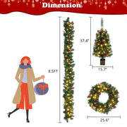 VINGLI Pre-lit Christmas Tree 5-Piece Set Artificial Christmas Porch Decorations Indoor Outdoor Lighted Decor