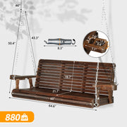 VINGLI 5FT Pro Wooden Patio Porch Swing with Cup Holders & Phone Slots 880Ibs