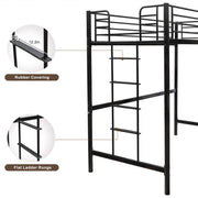 VINGLI Twin Metal Loft Bed Frame with Stairs for Kids/Adults Grey/White/Black