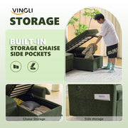 VINGLI L-Shape Convertible Sofa Bed Couches with USB Charging