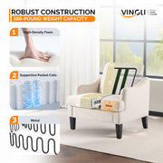 VINGLI Linen Fabric Accent Chair Modern Upholstered Armchair