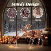 VINGLI 1/2/3 Piece Lighted Christmas Reindeer Family Set Outdoor Yard Decoration White/Gold/Brown