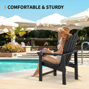 VINGLI Folding Adirondack Chair with Cup Holder Plastic All-Weather Outdoor Chairs