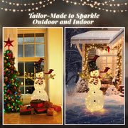 VINGLI Christmas Snowman Outdoor Decorations Pre-lit LED Lights Snowman with Broom/Birds