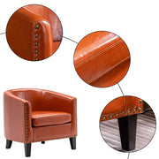 VINGLI Accent Barrel Chair Faux Leather Chair Modern Tub Club Chair