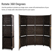 Vingli 6FT 4/6 Panel Folding Rattan Room Divider with 2 Display Shelves