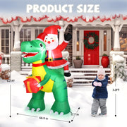 VINGLI 6ft Tall Christmas Santa Dinosauvr Inflatable for Indoor Outdoor Garden Decor