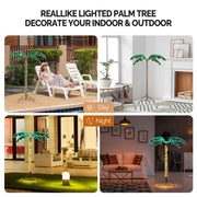 VINGLI 4/5/7 FT Lighted Artificial Palm Tree Lifelike Leaves and Rope Light for The Beach, Pool, Yard, Christmas Holiday Decor
