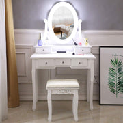 VINGLI Makeup Vanity Table Set with 10 Lights Mirror and 5 Drawers Dressing Table