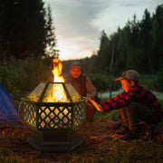 VINGLI 22" Wood Portable Burning Fire Pit Hex Shaped