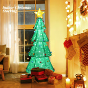 VINGLI 6ft Lighted Collapsible Christmas Tree Pre-lit Pop-up Xmas Tree with Top Star Metal Base