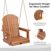 VINGLI Single Patio Porch Swing with Cup Holder