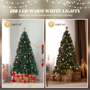 VINGLI 6ft Pre-lit Artificial Christmas Pine Tree with 250 Warm White Lights for Xmas Tree Holiday Party Decorations Green/White/Black/Pink