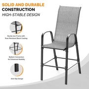 VINGLI Bar Height Stool Outdoor Bar Chairs Set with High Back and Armrests