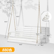 VINGLI 4FT Wooden Porch Swing 1600lbs Outdoor Patio Swing White