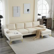 VINGLI SS104 110" Linen U-Shaped Sectional Couch Sofa for Living Room