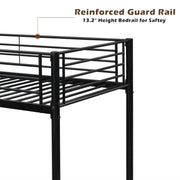 VINGLI Metal Bunk Bed Twin Over Twin Sturdy Frame with Safety Guard Rail & Removable Ladder