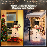 VINGLI Christmas Snowman Outdoor Decorations Pre-lit LED Lights Snowman with Broom/Birds