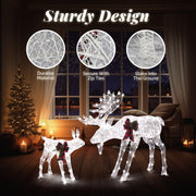 VINGLI 1/2/3 Piece Lighted Christmas Reindeer Family Set Outdoor Yard Decoration White/Gold/Brown