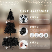 VINGLI 6ft Pre-lit Artificial Christmas Pine Tree with 250 Warm White Lights for Xmas Tree Holiday Party Decorations Green/White/Black/Pink