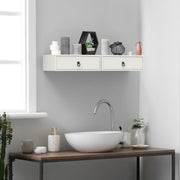 VINGLI Floating Nightstand Wall Mounted Wood Bedside Table Hanging Storage Stand White