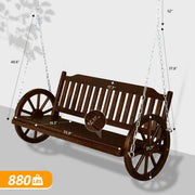 VINGLI 5FT Porch Swing with Wagon Wooden Wheel 880Ibs Yard Hanging Swing Outdoor Garden Bench