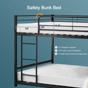 VINGLI Full Bunk Bed Kids Low Bunk Bed Heavy Duty Full/Full Bed Black