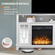 VINGLI 55in TV Stand White TV Stand Entertainment Center with Mirror Doors