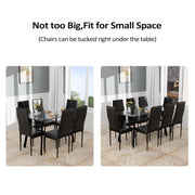 VINGLI 7 Pieces Glass Dining Table Set Kitchen Dinner Table Room Table Set