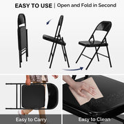 VINGLI Portable Folding Chairs 350lbs All Steel Metal Frame Stackable Commercial Seat